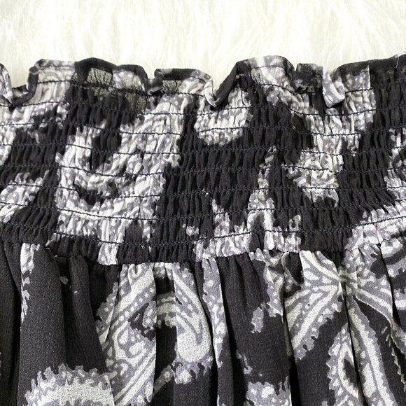 LOFT Women's Small Off Shoulder Cropped Hippie Boho Ruffled Blouse Paisley Black - Picture 5 of 10